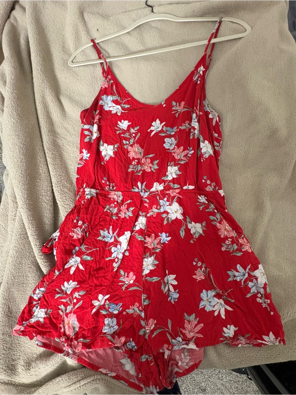Red floral romper size 10